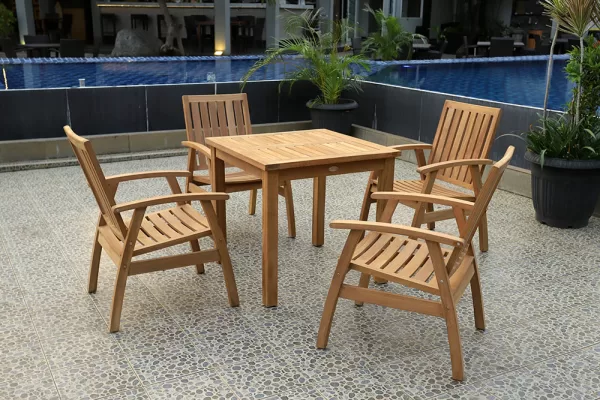Fixed Leg Table Smooth Recycled Teak 100cm