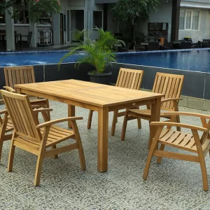 Fixed Leg Table Smooth Recycled Teak 150cm