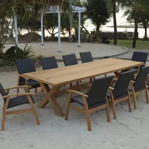 Cross Leg Table Smooth Recycled Teak 300cm