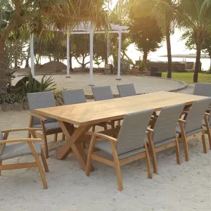 Alexander 10 Seat Setting Teak 300cm Wicker Chairs